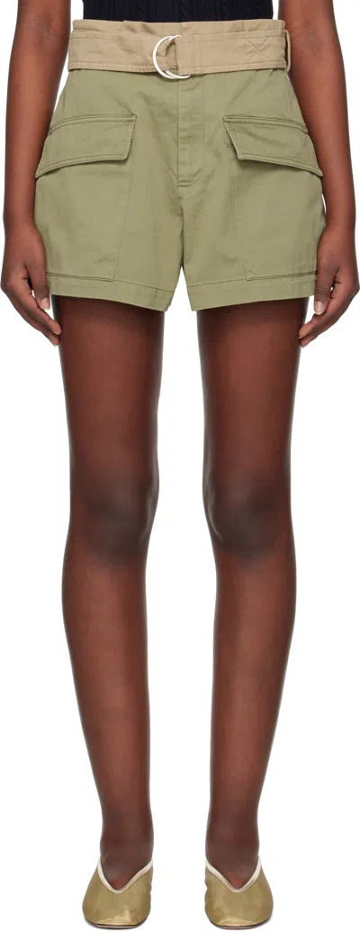 SEA NY GREEN & BEIGE CAROLINA SHORTS