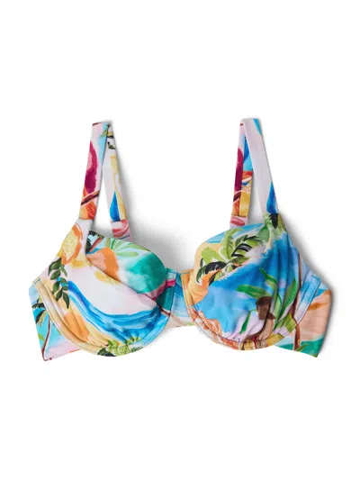 SEAFOLLY DD CUP UNDERWIRE BRA BLUE PRINT BIKINI TOP