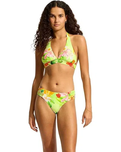 SEAFOLLY TROPIQUE BIKINI WOMEN'S ALOE GEL TROPICAL RUCHED SIDE SWIMWEAR BUU485