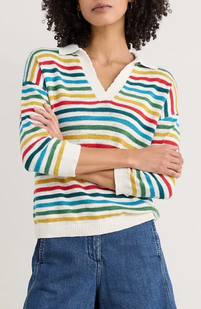SEASALT CORNWALL SEASALT CORNWALL GWYNVER STRIPE JOHNNY COLLAR SWEATER
