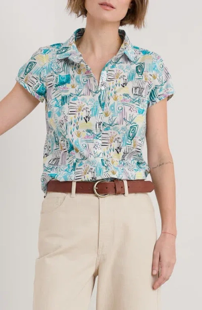 SEASALT CORNWALL SEASALT CORNWALL RUSHMAKER GARDEN PRINT CAP SLEEVE ORGANIC COTTON VOILE BUTTON-UP SHIRT