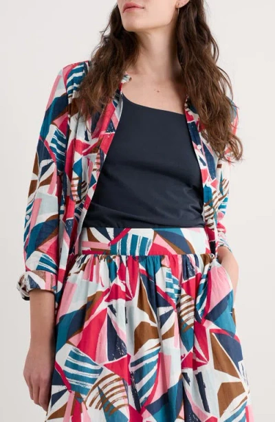 SEASALT CORNWALL SEASALT CORNWALL WREN ABSTRACT PRINT COTTON BLEND BUTTON-UP SHIRT