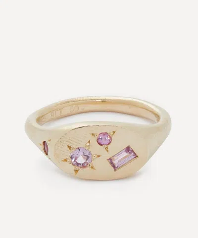 SEB BROWN SEB BROWN 9CT GOLD PINK NEAPOLITAN OVAL SIGNET RING