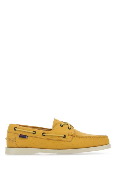 SEBAGO YELLOW LEATHER DOCKSIDES LOAFERS