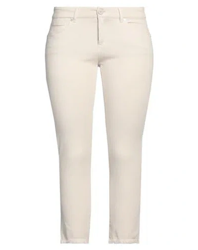 SEDUCTIVE SEDUCTIVE WOMAN JEANS BEIGE SIZE 16 COTTON, LYOCELL, POLYESTER, ELASTANE