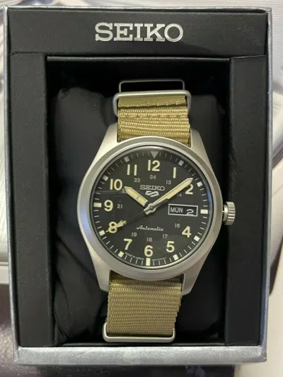 SEIKO SEIKO 5 SPORTS SRPG35 BLACK DIAL LUMI BEIGE NYLON STR MADE JAPAN SRPG35-NEW