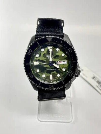 SEIKO SEIKO 5 SPORTS SRPJ37 ALL BLACK CAMOUFLAGE DIAL NYLON STRAP JAPAN