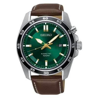 SEIKO SEIKO KINETIC SKA791P1 MEN'S WATCH – GREEN DIAL, BROWN LEATHER STRAP