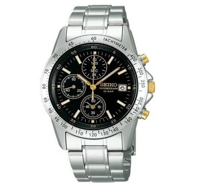 SEIKO SEIKO SBTQ043 BLACK & GOLD SPIRIT CHRONOGRAPH MEN'S WRISTWATCH FROM JAPAN
