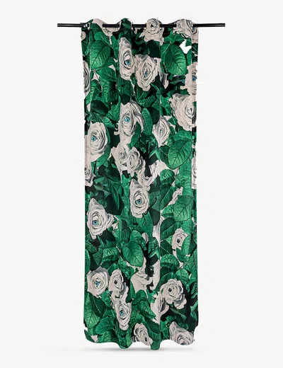 SELETTI TOILETPAPER ROSE-PRINT WOVEN CURTAINS 140CM X 280CM