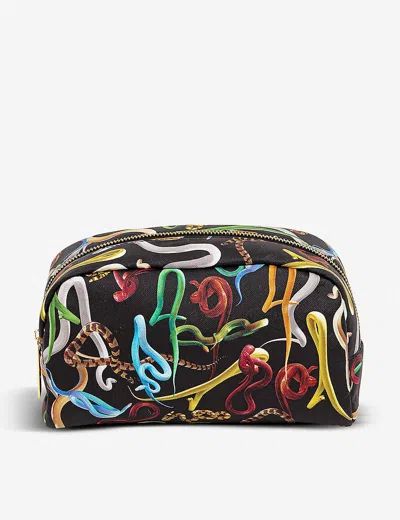 SELETTI WEARS TOILETPAPER SH*T SNAKE-PRINT FAUX-LEATHER BEAUTY CASE
