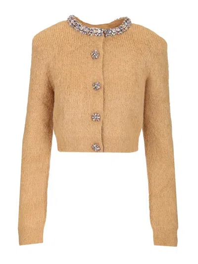 SELF-PORTRAIT ALPACA CARDIGAN KNITWEAR BROWN