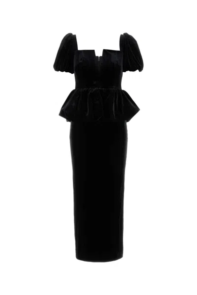 SELF-PORTRAIT BLACK STRETCH VELVET DRESS