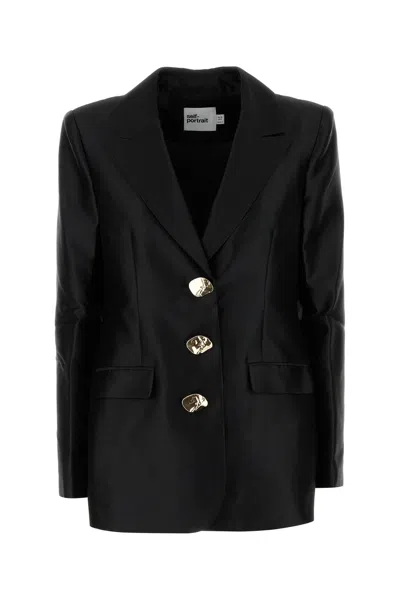 SELF-PORTRAIT BLACK TAFFETA BLAZER