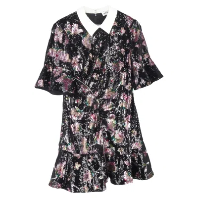 SELF-PORTRAIT COLLARED MINI DRESS IN MULTICOLOR SEQUINS