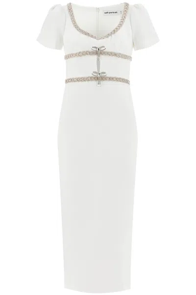 SELF-PORTRAIT DIAMOND MIDI DRESS IN CREPE