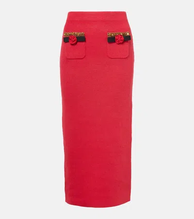 SELF-PORTRAIT EMBELLISHED KNITTED MIDI SKIRT