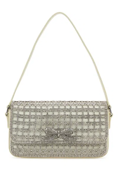 SELF-PORTRAIT EMBELLISHED SATIN HANDBAG