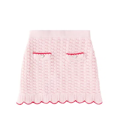 SELF-PORTRAIT EMBELLISHED SCALLOPED COTTON-BLEND SKIRT