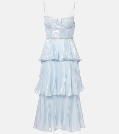 SELF-PORTRAIT FEATHER-TRIMMED SILK-BLEND CHIFFON GOWN