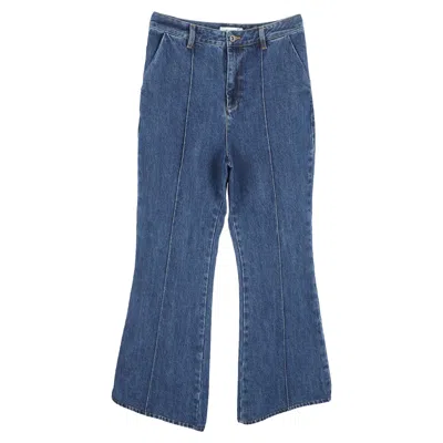 SELF-PORTRAIT FLARED LEG JEANS IN BLUE COTTON DENIM