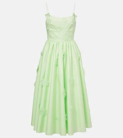 SELF-PORTRAIT FLORAL-APPLIQUÉ COTTON POPLIN MIDI DRESS