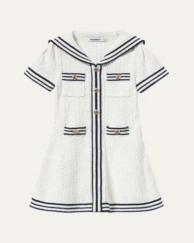 SELF-PORTRAIT GIRL'S SAILOR TEXTURED KNIT DRESS