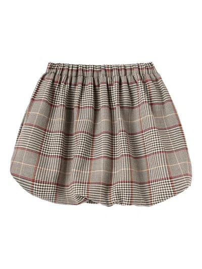 SELF-PORTRAIT HOUNDSTOOTH ELASTICATED SKIRT