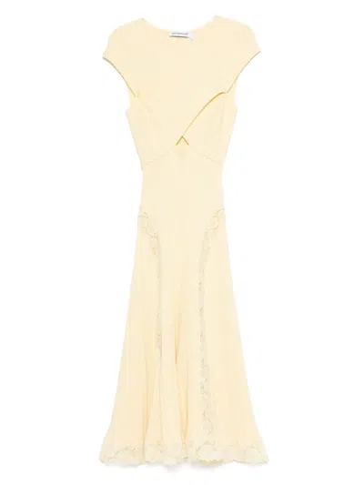 SELF-PORTRAIT LACE-INSERT KNITTED MIDI DRESS