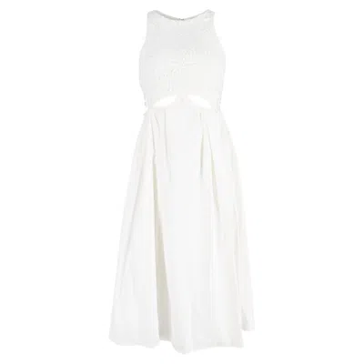 SELF-PORTRAIT LACE-TRIMMED CUTOUT MAXI DRESS IN WHITE COTTON