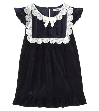 SELF-PORTRAIT LACE-TRIMMED VELVET DRESS