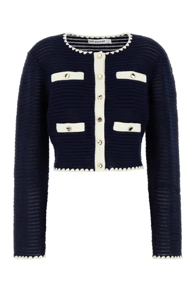 SELF-PORTRAIT NAVY BLUE CROCHET CARDIGAN