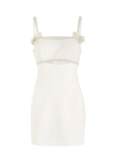 SELF-PORTRAIT SELF-PORTRAIT PEARL EMBELLISHED CREPE MINI DRESS