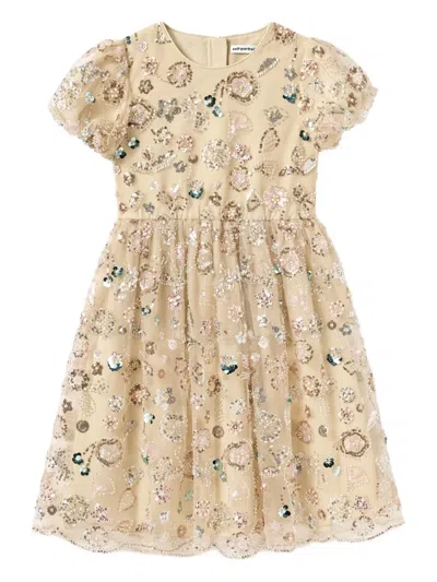 SELF-PORTRAIT PUFF-SLEEVE EMBELLISHED DRESS