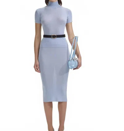 SELF-PORTRAIT VISCOSE KNIT MIDI SKIRT IN BLUE