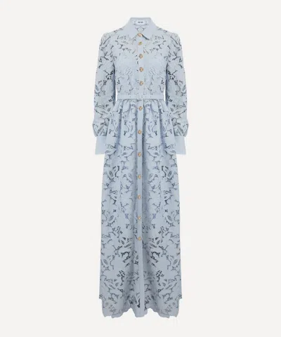 SELF-PORTRAIT SELF-PORTRAIT WOMEN'S BLUE LACE COLLARED MAXI DRESS