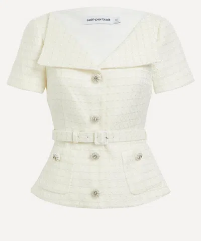 SELF-PORTRAIT SELF-PORTRAIT WOMEN'S CREAM BOUCLE TOP