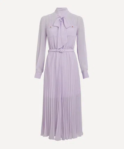 SELF-PORTRAIT SELF-PORTRAIT WOMEN'S LILAC CHIFFON PUSSY BOW MIDI DRESS