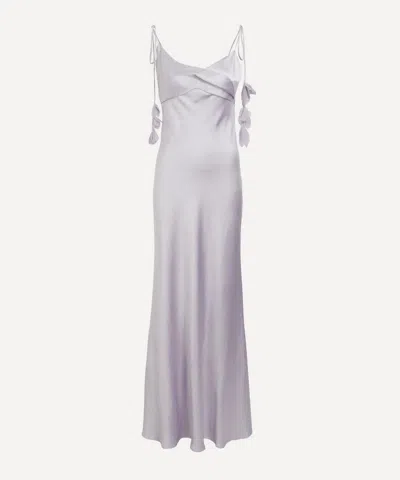SELF-PORTRAIT SELF-PORTRAIT WOMEN'S LILAC FLOWER SATIN MAXI DRESS