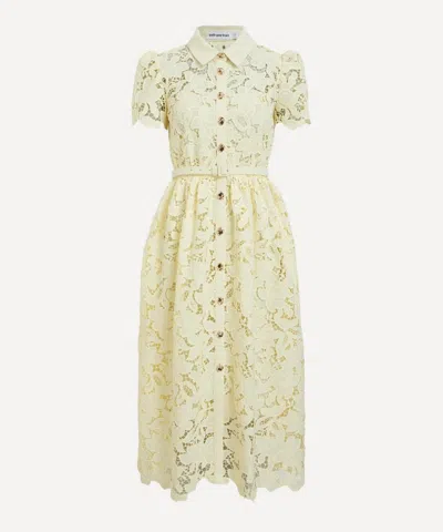 SELF-PORTRAIT SELF-PORTRAIT WOMEN'S YELLOW LACE COLLARED MIDI DRESS