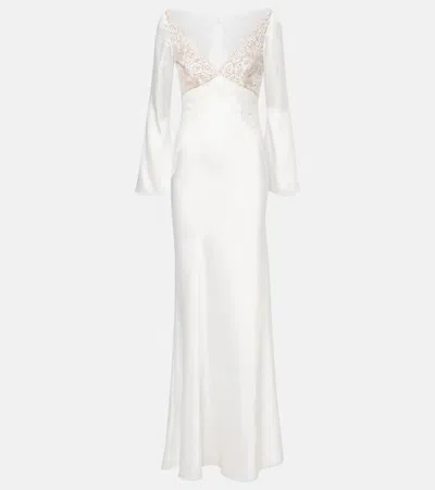 SELF-PORTRAIT X CHRISTOPHER KANE LACE-TRIMMED SATIN GOWN