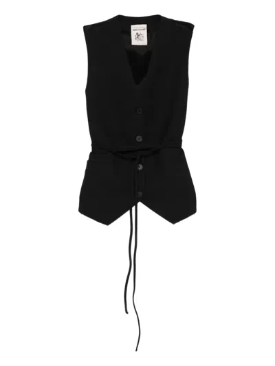 SEMICOUTURE BUTTON-FASTENING TIE-WAIST GILET