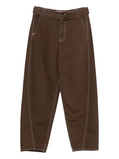 SEMICOUTURE MARIA ROSABELTED CONTRAST-STITCH JEANS