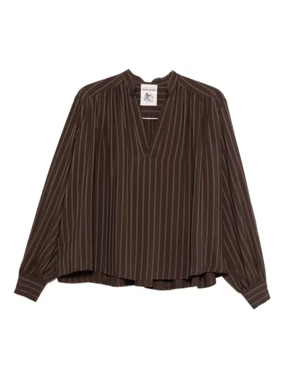SEMICOUTURE PINSTRIPED GATHERED TOP