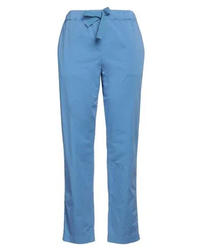 SEMICOUTURE SEMICOUTURE WOMAN PANTS AZURE SIZE 8 COTTON, ELASTANE