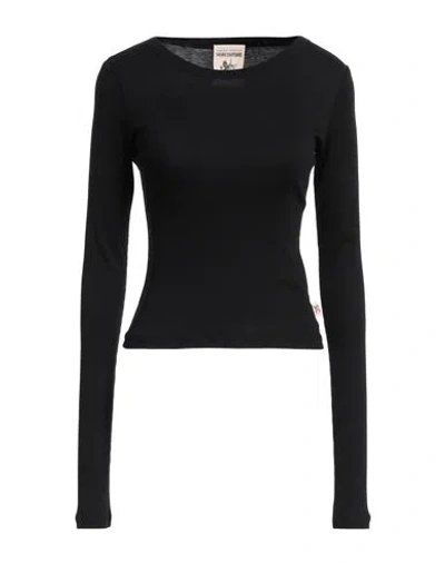 SEMICOUTURE SEMICOUTURE WOMAN T-SHIRT BLACK SIZE L MODAL, COTTON