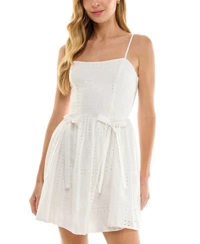 SENI & CADE JUNIORS' BOW-DETAIL EYELET MINI DRESS