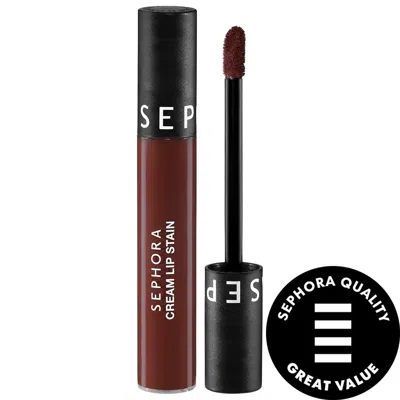 SEPHORA COLLECTION CREAM LIP STAIN 10HR LIQUID LIPSTICK 123 BROWNIE 0.16 OZ. / 5 ML