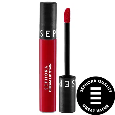 SEPHORA COLLECTION CREAM LIP STAIN 10HR LIQUID LIPSTICK 129 RISKY RED 0.16 OZ. / 5 ML