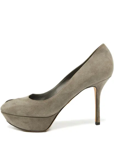 SERGIO ROSSI VINTAGE 105MM LEATHER HEELED PUMPS